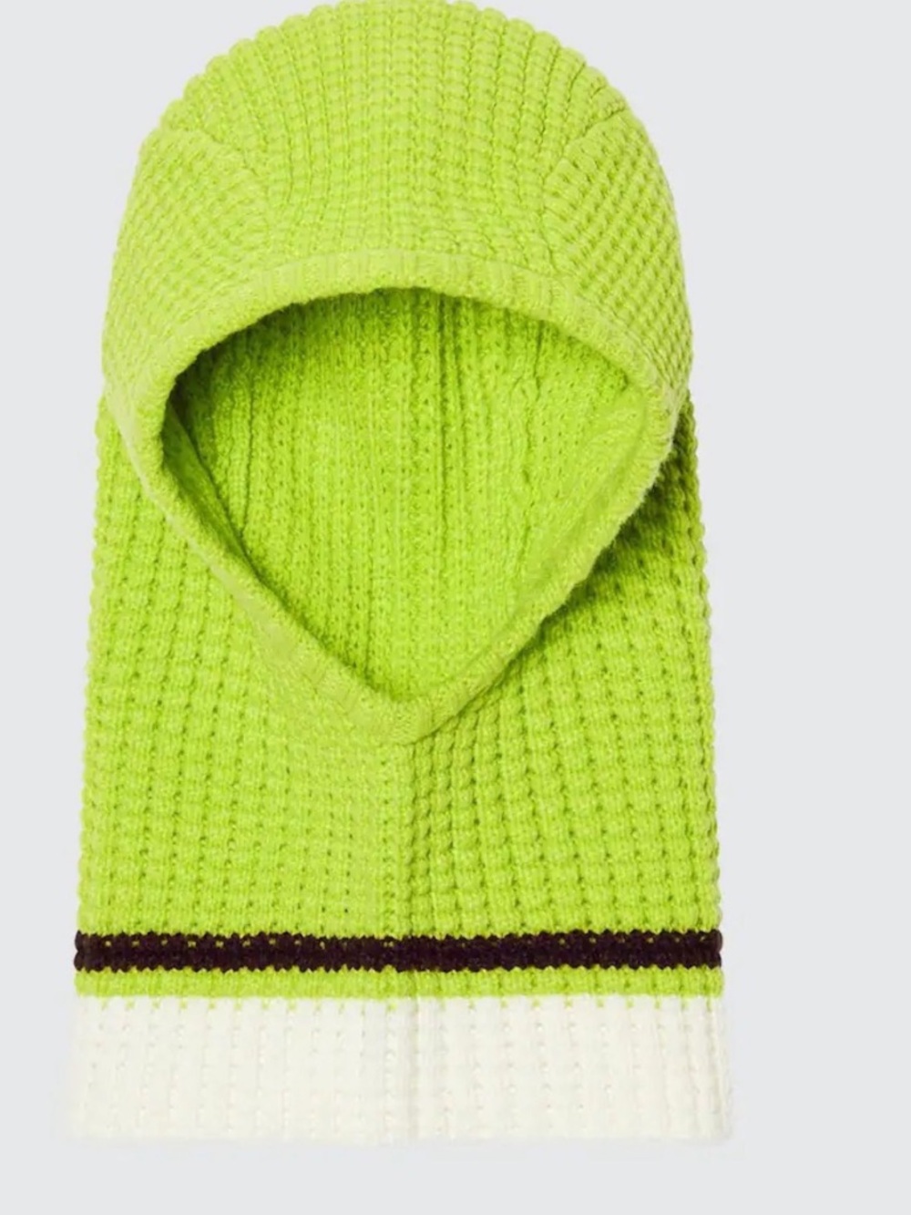 Uniqlo  Popcorn Knit Hooded Balaclava in Lime Green with White Trim